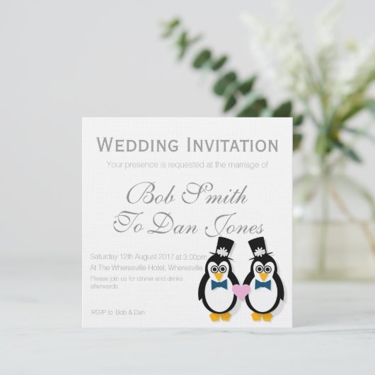 Pinguine, die Einladung (Mr&Mr, Wedding sind) (Stehend Vorderseite)