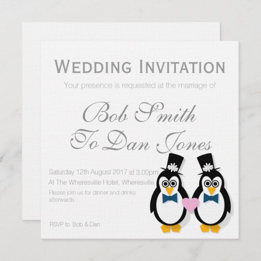 Pinguine, die Einladung (Mr&Mr, Wedding sind) (Vorne/Hinten)