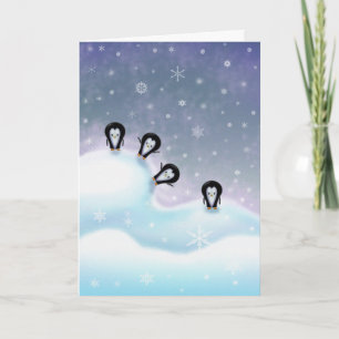 Pinguine, die Spaß-Weihnachtskarte haben Feiertagskarte