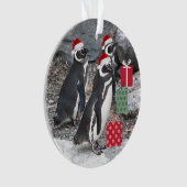 Pinguine, die Weihnachtsmannmützen Urlaub machen Ornament (Vorderseite)