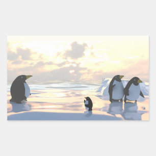 Pinguine entspannen sich auf einer Eisscholle Rechteckiger Aufkleber