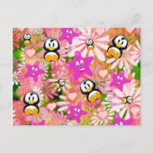Pinguine Floral auf der Postkarte (Vorderseite)