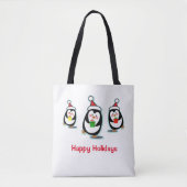 Pinguine Frohe Weihnachtsfeiertage Tote Tasche (Vorderseite)