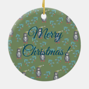 Pinguine Frohe Weihnachtsferien Stimmung  Keramik Ornament