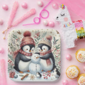 Pinguine Gebäude A Snowman Pappteller (Party)