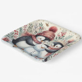 Pinguine Gebäude A Snowman Pappteller (Gewinkelt)