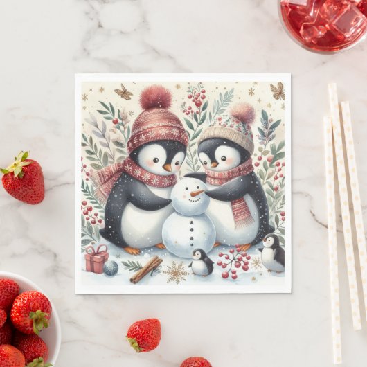 Pinguine Gebäude A Snowman Serviette (Beispiel)