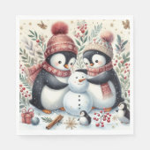 Pinguine Gebäude A Snowman Serviette (Vorderseite)