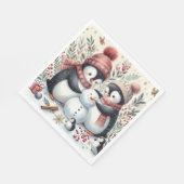 Pinguine Gebäude A Snowman Serviette (Ecke)