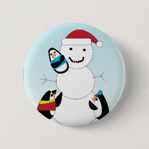 Pinguine Gebäude ein Snowman Button