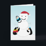 Pinguine Gebäude eine Snowman Weihnachtskarte Feiertagskarte<br><div class="desc">Drei bezaubernde Pinguinfreunde bauen einen Schneemann an einem winterlichen Tag! Diese Karte ist perfekt für die Feriensaison oder für jede andere Gelegenheit!</div>