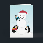 Pinguine Gebäude eine Snowman Weihnachtskarte Feiertagskarte<br><div class="desc">Drei bezaubernde Pinguinfreunde bauen einen Schneemann an einem winterlichen Tag! Diese Karte ist perfekt für die Feriensaison oder für jede andere Gelegenheit!</div>