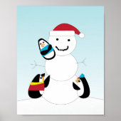 Pinguine Gebäude im Winter ein Schneemann Poster (Vorne)