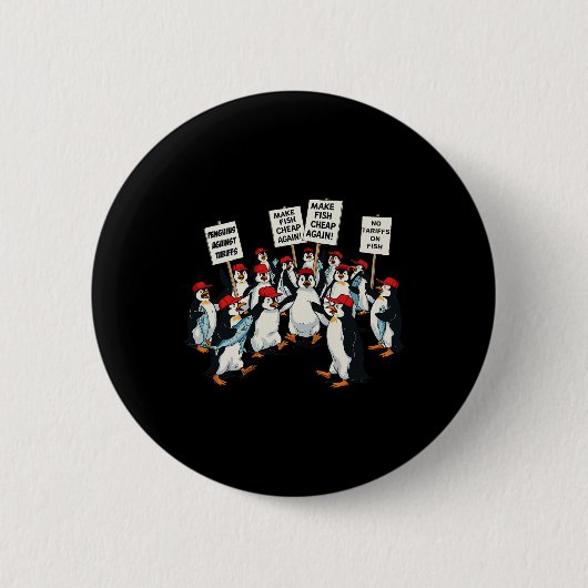 Pinguine gegen Tariff Funny Pinguin Antizoll Button (Vorderseite)