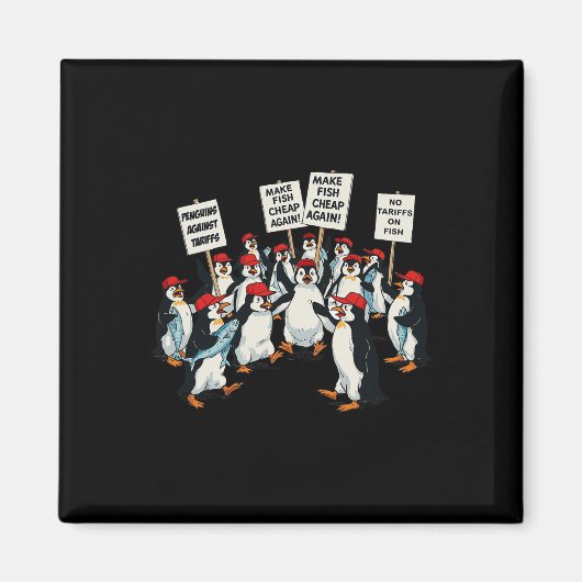Pinguine gegen Tariff Funny Pinguin Antizoll Magnet (Vorne)