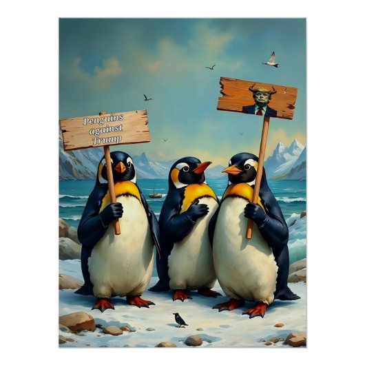Pinguine gegen Trump Poster (Vorderseite)