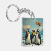Pinguine gegen Trump Schlüsselanhänger (Vorderseite links)