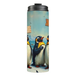 Pinguine gegen Trump Thermosbecher