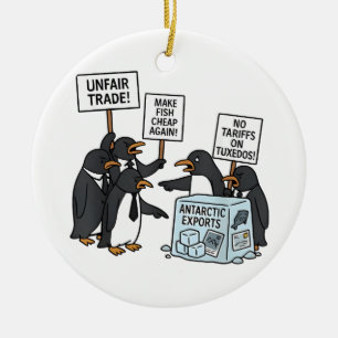 Pinguine gegen Zölle Anti Trump Keramik Ornament