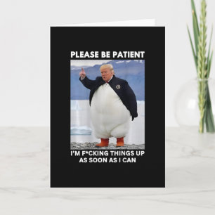 Pinguine gegen Zölle Anti-Trump-Protest Hände Karte