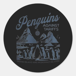 Pinguine gegen Zölle Heard Island Funny Trump Runder Aufkleber
