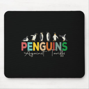 Pinguine gegen Zölle Humor Tier Retro Widerstand Mousepad