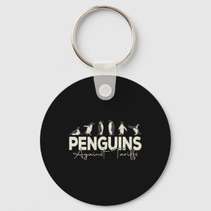 Pinguine gegen Zölle Lustiges Tier Retro Widerstan Schlüsselanhänger
