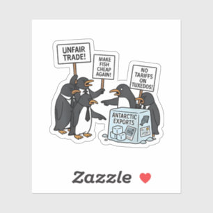 Pinguine gegen Zölle und Trump Aufkleber
