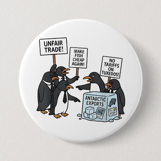 Pinguine gegen Zölle und Trump Button (Vorderseite)