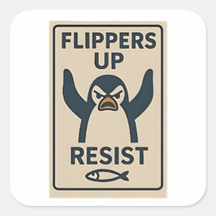 Pinguine gegen Zölle und Trump-Garten-Flagge Quadratischer Aufkleber