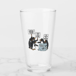 Pinguine gegen Zölle und Trump Glas