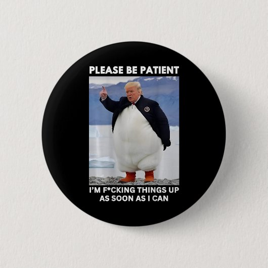 Pinguine gegen Zölle und Trumpf-Protesthänder Button (Vorderseite)