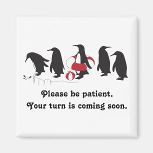Pinguine Gewartet in Line Funny Cartoon Patient Magnet