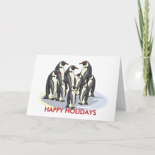 Pinguine, glückliche Ferien Feiertagskarte (Vorderseite)