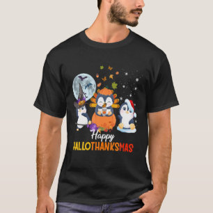 Pinguine Halloween und frohe Weihnachten glücklich T-Shirt