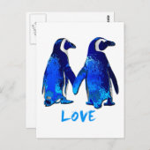 Pinguine halten Handdesign für Lieben Postkarte (Vorne/Hinten)