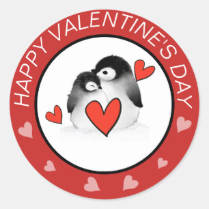 Pinguine Hearts Valentines Aufkleber
