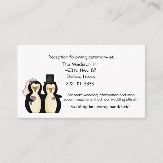 Pinguine Hochzeitskarten Begleitkarte (Vorderseite)