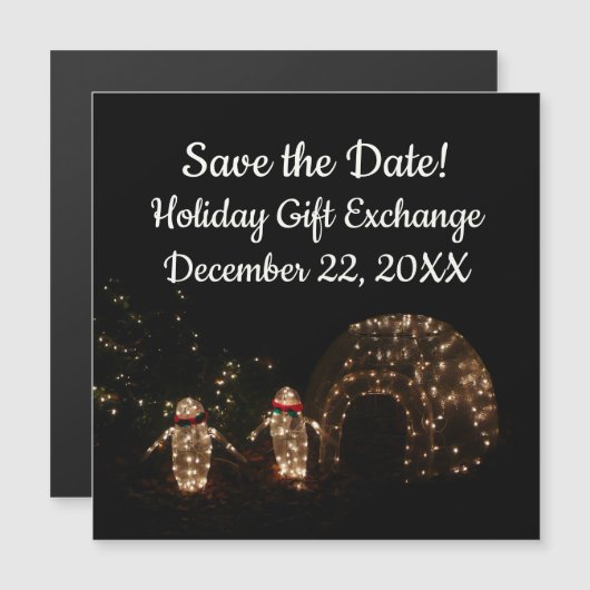 Pinguine Holiday Light Display Magnetkarte (Vorne/Hinten)