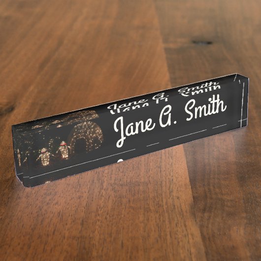 Pinguine Holiday Light Display Namensplakette (Seite)