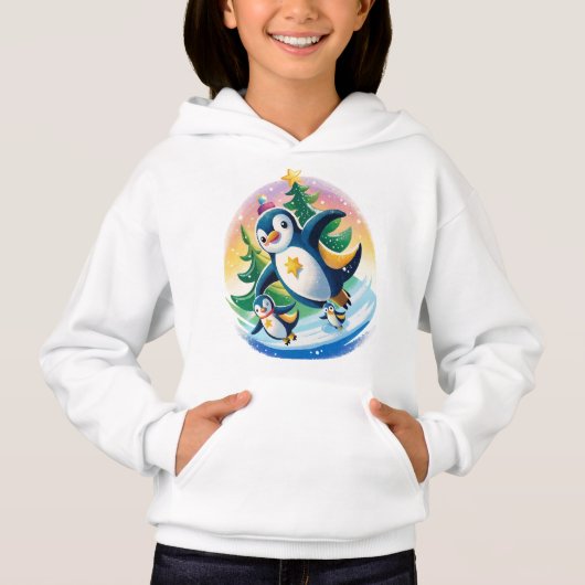 Pinguine Ice Skaten Hoodie (Vorderseite)