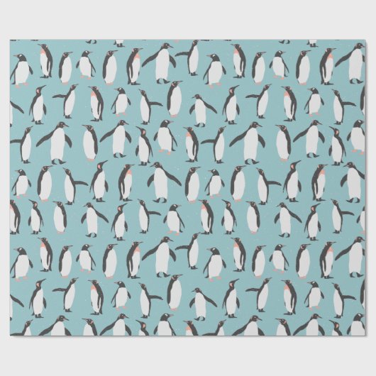 Pinguine im Schneemuster Geschenkpapier (Flach)