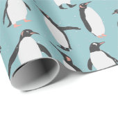 Pinguine im Schneemuster Geschenkpapier (Rolleneckpunkt)