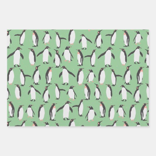Pinguine im Schneemuster Geschenkpapier Set (Vorderseite 2)