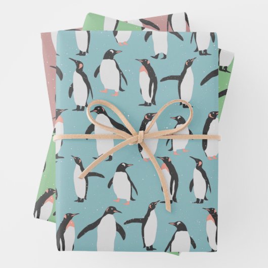 Pinguine im Schneemuster Geschenkpapier Set (Beispiel)