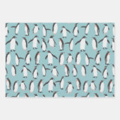 Pinguine im Schneemuster Geschenkpapier Set (Vorderseite)