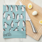 Pinguine im Schneemuster Geschirrtuch (Viertel Falte)