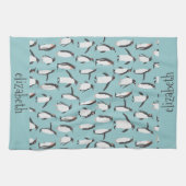 Pinguine im Schneemuster Geschirrtuch (Horizontal)