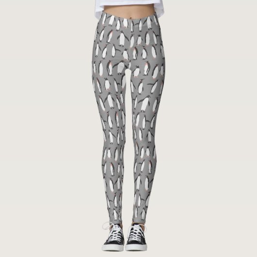 Pinguine im Schneemuster Leggings (Vorderseite)