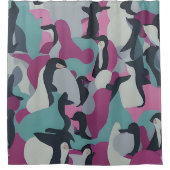 Pinguine in abstrakten Farbtönen Duschvorhang (Vorderseite)